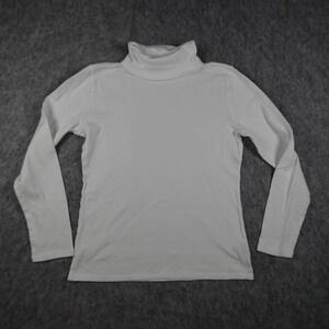 Ralph Lauren Top Womens Large White Cotton Long Sleeve Turtleneck Basic Classic